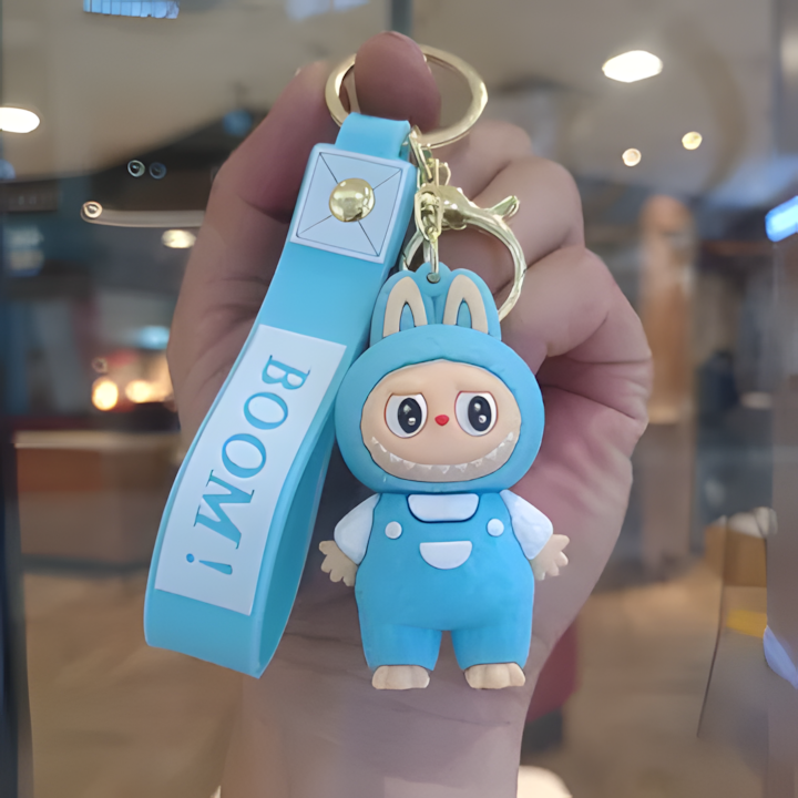 Sky Blue Boom Labubu Keychain
