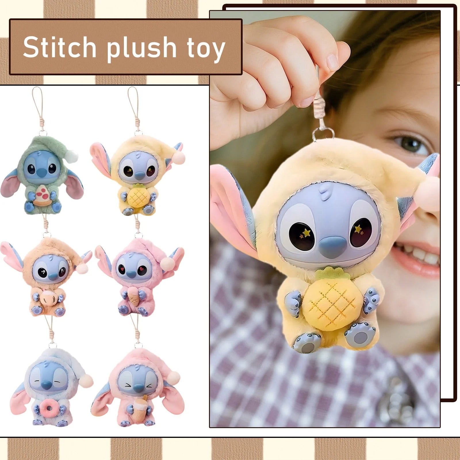 Stitch Eat Something Before Sleep Series Plush Blind Box - 7" Stitch Figurines Keychain Toys, Stitch Plush Toy Cute Kids Doll for Kids