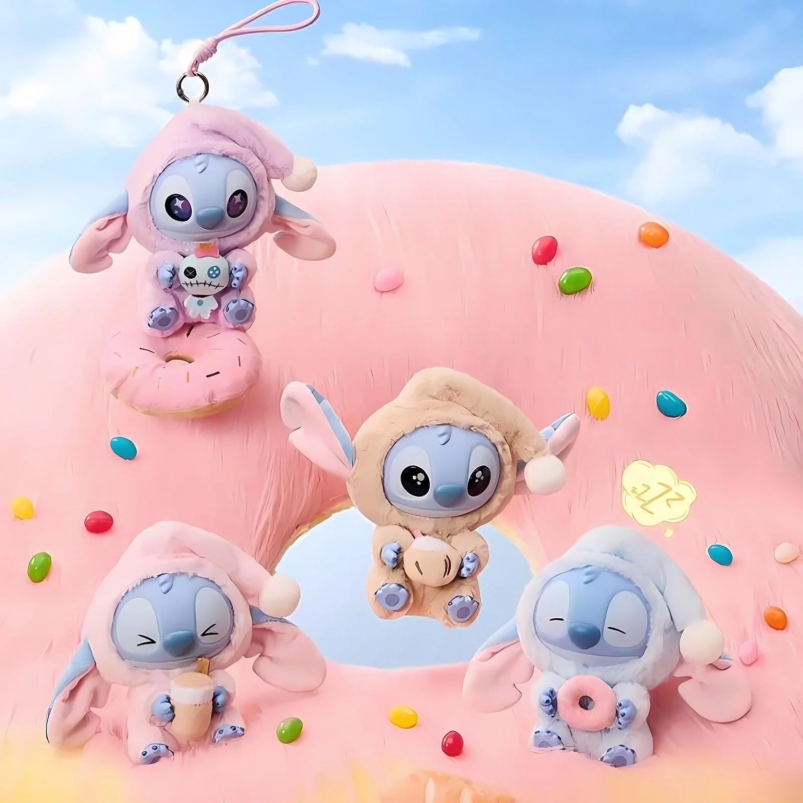 Stitch Eat Something Before Sleep Series Plush Blind Box - 7" Stitch Figurines Keychain Toys, Stitch Plush Toy Cute Kids Doll for Kids