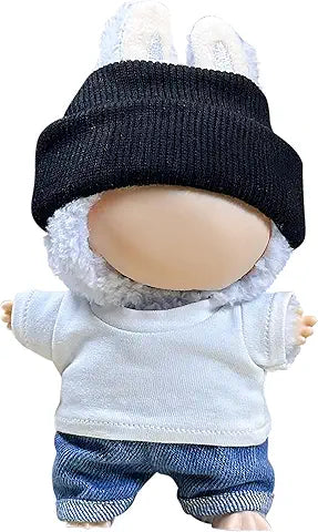 Clothes Fit for LABUBU Doll, Fashion Doll Clothes Outfit Set Cute Theme Designer Toys Dress Accessories for Collector Fans Display (D B&W Set)